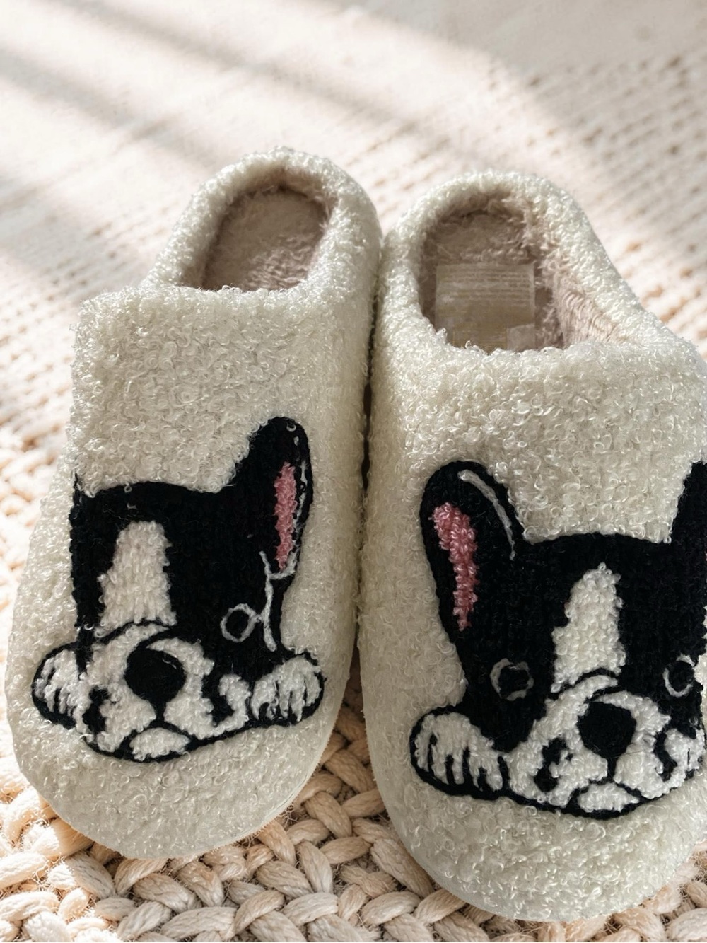 Cozy Cream Dog Face Slippers